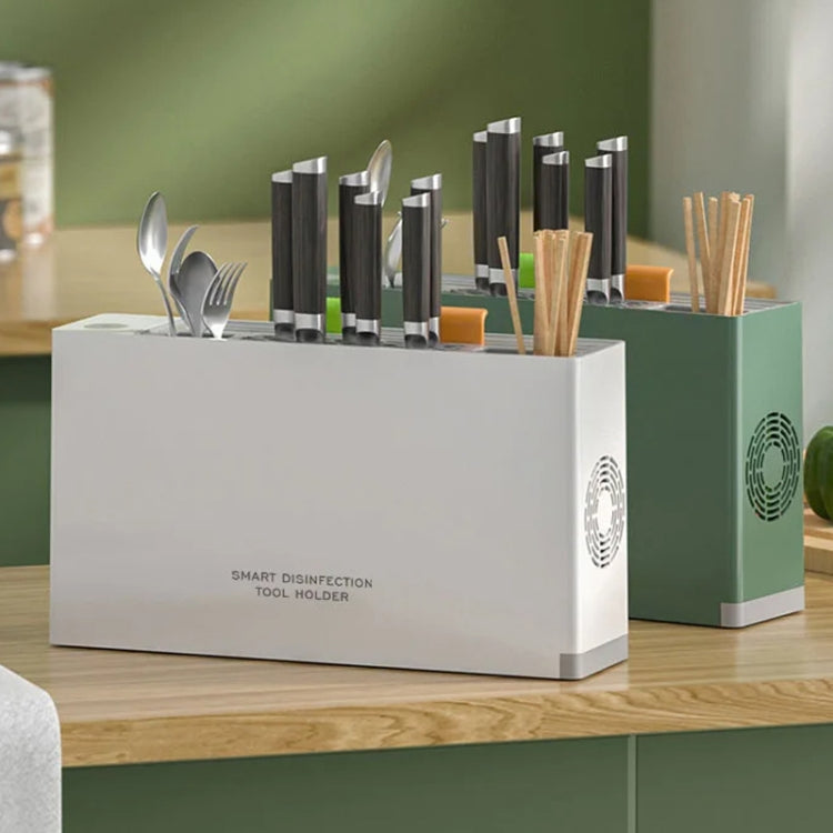 UV Disinfection Drying Knife Chopsticks Storage Holder  With  Cutting Board White