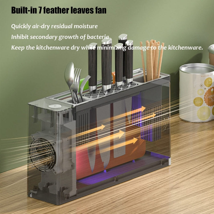 UV Disinfection Drying Knife Chopsticks Storage Holder  With  Cutting Board White