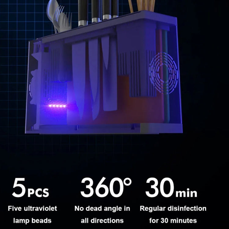 UV Disinfection Drying Knife Chopsticks Storage Holder With Cutting Board Green