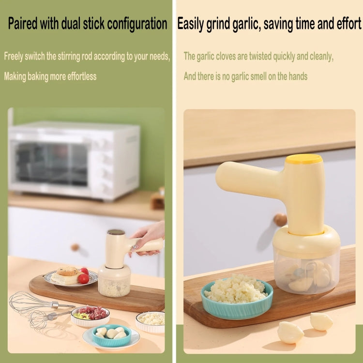 2 in 1 Portable Wireless Garlic Chopper Egg Beater Mixer Cooking Machine