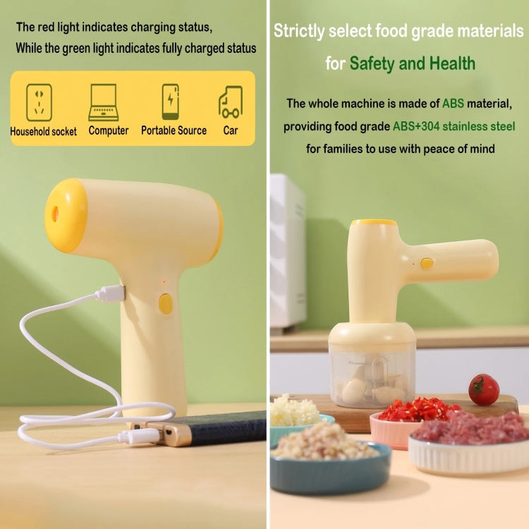 2 in 1 Portable Wireless Garlic Chopper Egg Beater Mixer Cooking Machine - Beige