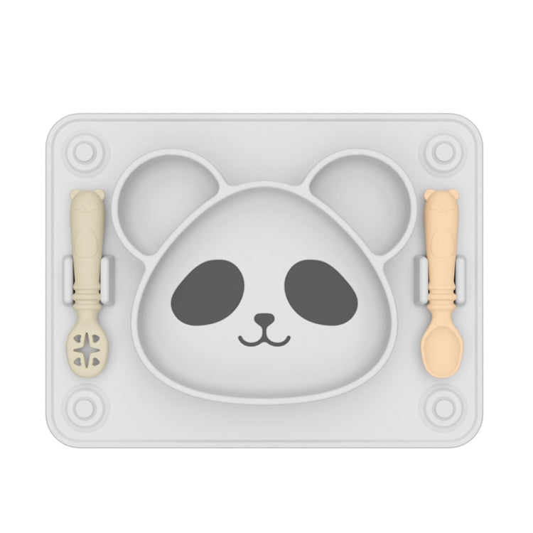 Baby Integrated Suction Cup Grid Food Plate Children Panda Silicon Glue Dishes
