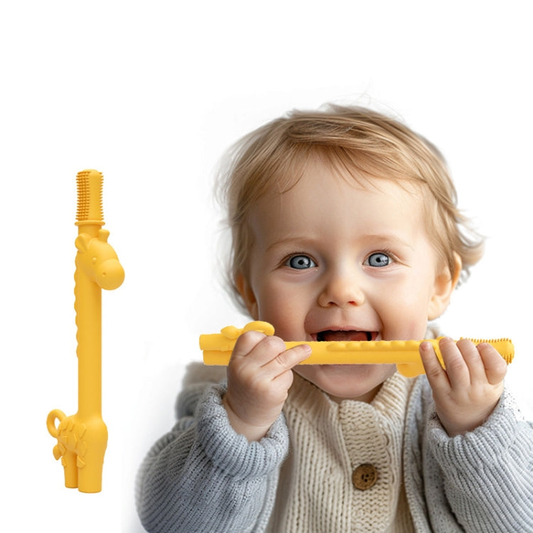 Baby Deer Toys Food Teething Sticks Silicone Giraffe - Yellow