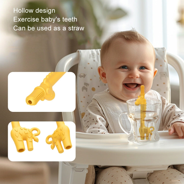 Baby Deer Toys Food Teething Sticks Silicone Giraffe - Yellow