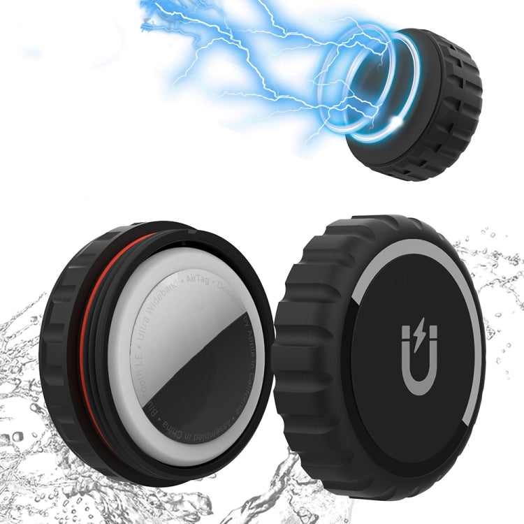 For AirTag 2nd Gen / AirTag 1st Gen PC High-Strength Magnetic Suction Waterproof Protective Cover - Black