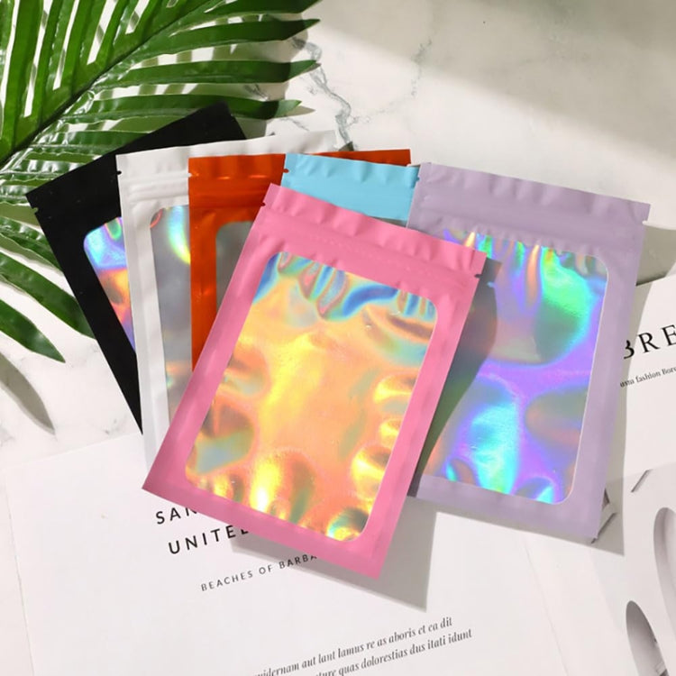 100pcs Laser Shaded Self-Sealing Bag Jewelry Closure Packaging Bags, Size: 7 x 10cm Orange