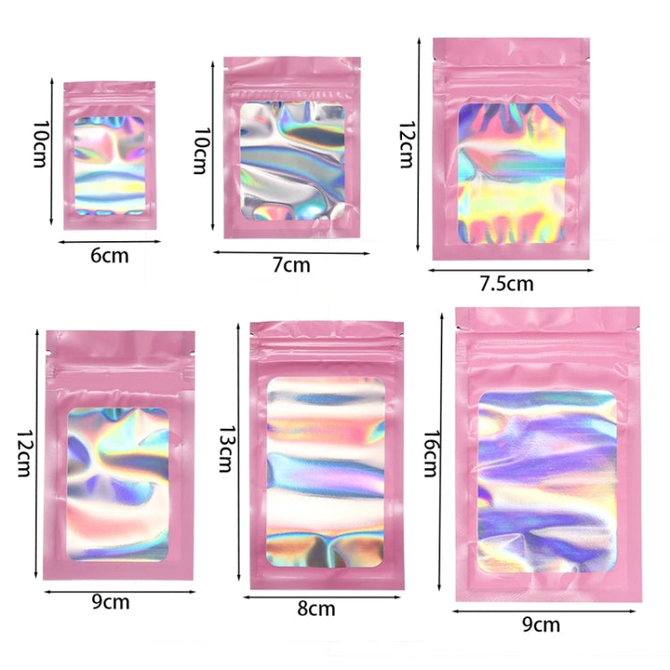 100pcs Laser Shaded Self-Sealing Bag Jewelry Closure Packaging Bags, Size: 9 x 16cm Black