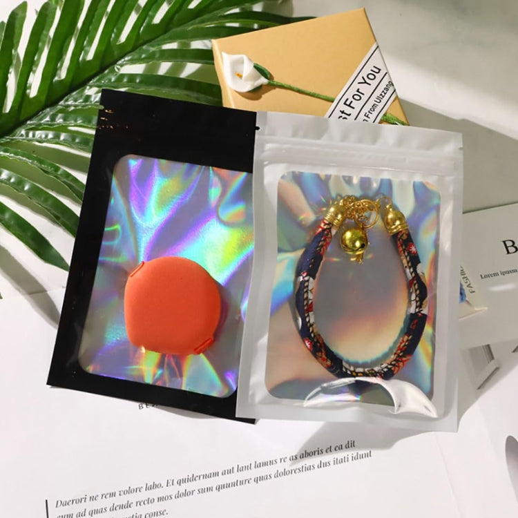 100pcs Laser Shaded Self-Sealing Bag Jewelry Closure Packaging Bags, Size: 9 x 12cm Pink