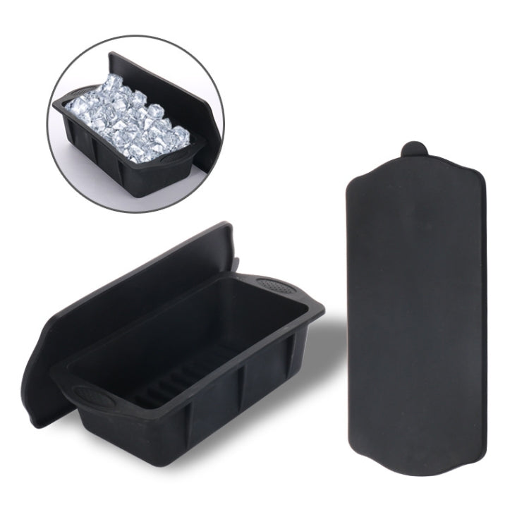 Silicone Ice Lattice Molds Ice Storage Box With Lid, Specification: With Lid 1.5L  - Black