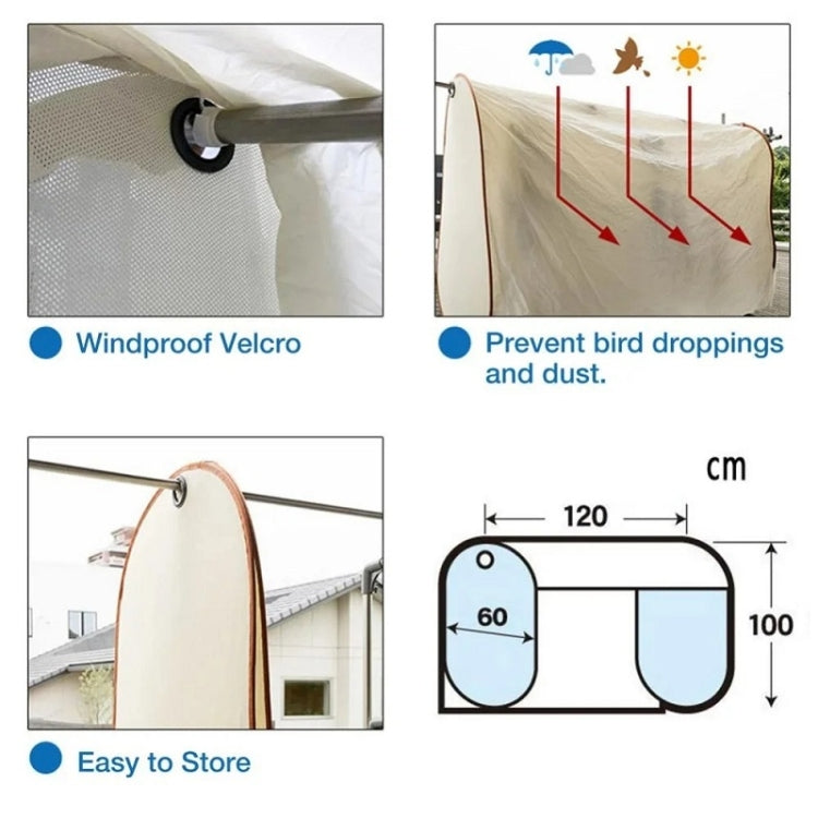 Outdoor Clothes Drying Dustproof Rainproof Sun Protection Cover, Color: Lengthen Beige