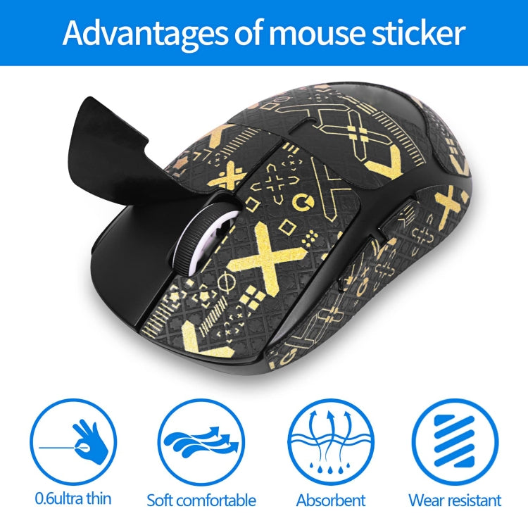 For Logitech GPW 2-Generation Mouse Anti-Slip Stickers Absorb Sweat Paste, Color: White Print Fully Surround