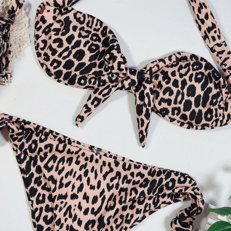 Women Dot Print Front Tie Bandeau Bikini Two Pieces Set Thong Swimsuit, Size: M