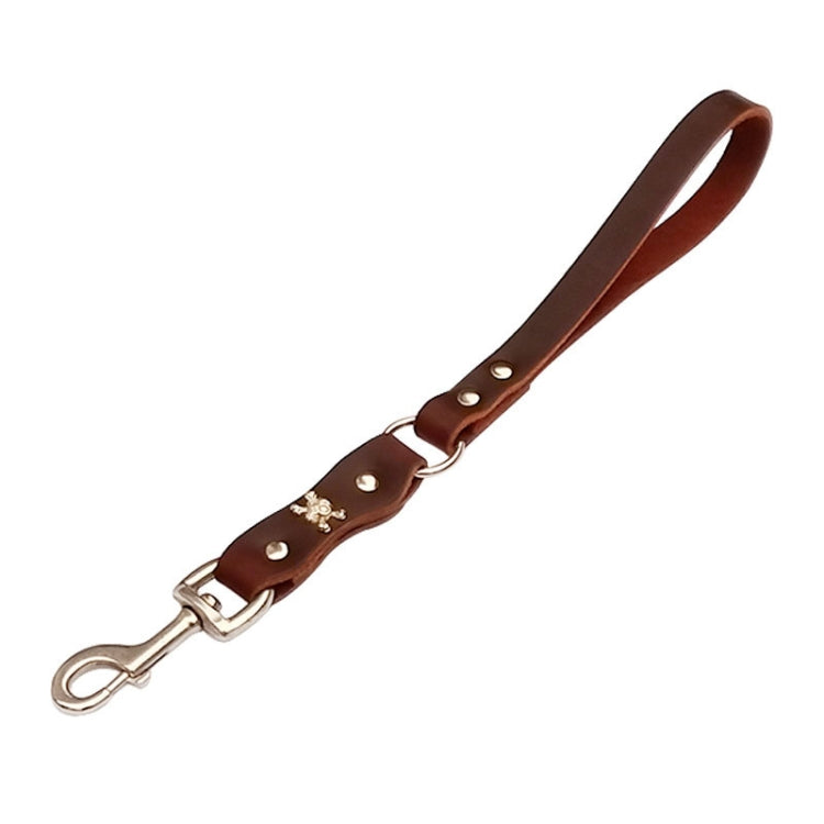 Leather Dog Leash Pet Tow Rope Chain, Style: Without Spring - Coffee