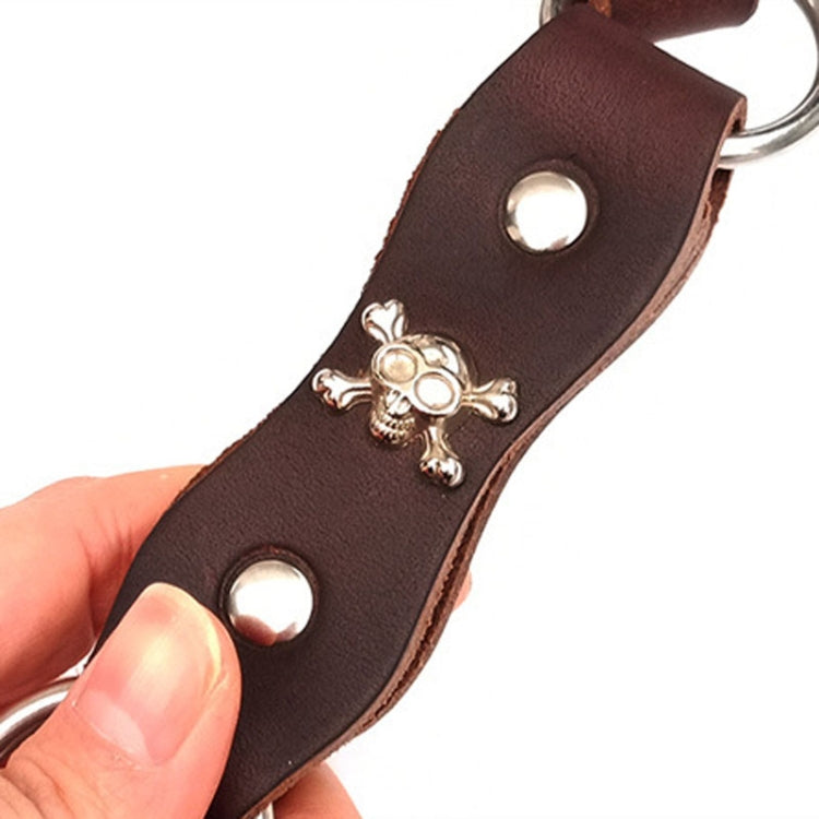 Leather Dog Leash Pet Tow Rope Chain, Style: With Spring - Coffee
