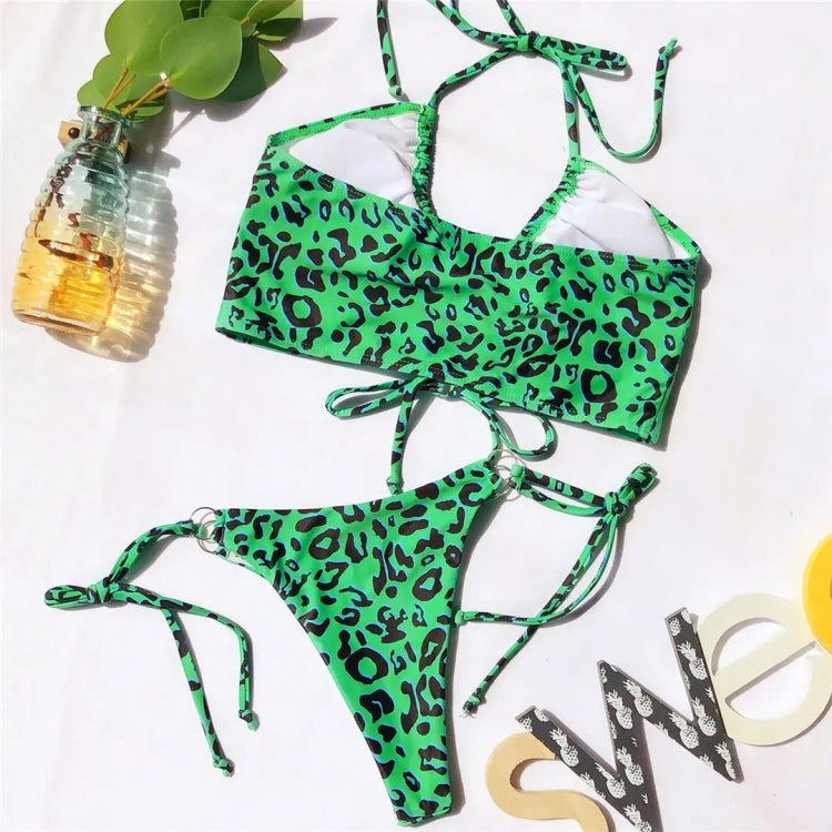 Two-pieces Bikini Set Lace Up Swimsuit Sexy Bandeau Thong, Size: S