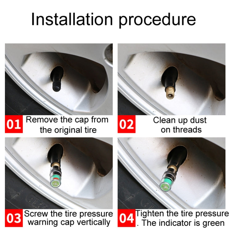 4pcs /Set Vehicle Tire Valve Caps High Precision Tire Pressure Monitoring Warning Cap, Model: Plastic Core