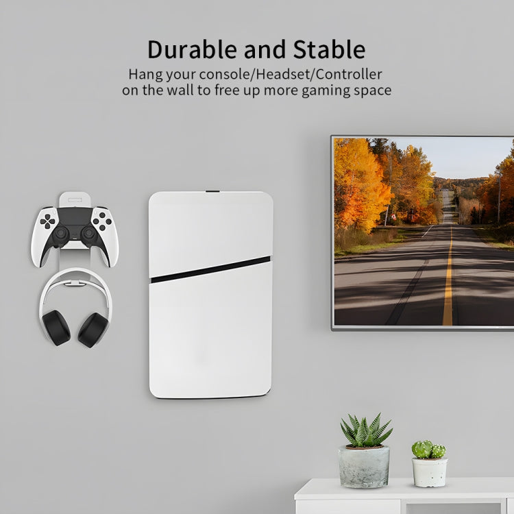 For PS5 Slim JYS-P5193 Console Wall Mount Hanging Storage Rack With Headphone Grip Organizer