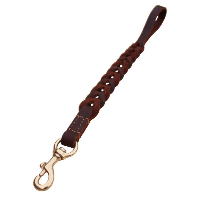 1.8x50cm Leather Pet Leash Short Pull Rope Dog Chain - Coffee