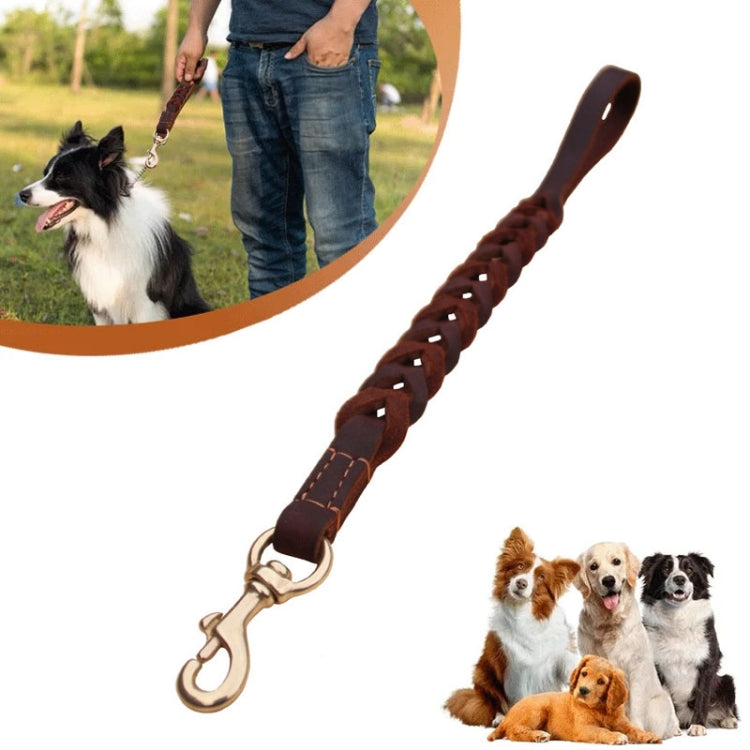 1.8x50cm Leather Pet Leash Short Pull Rope Dog Chain - Coffee