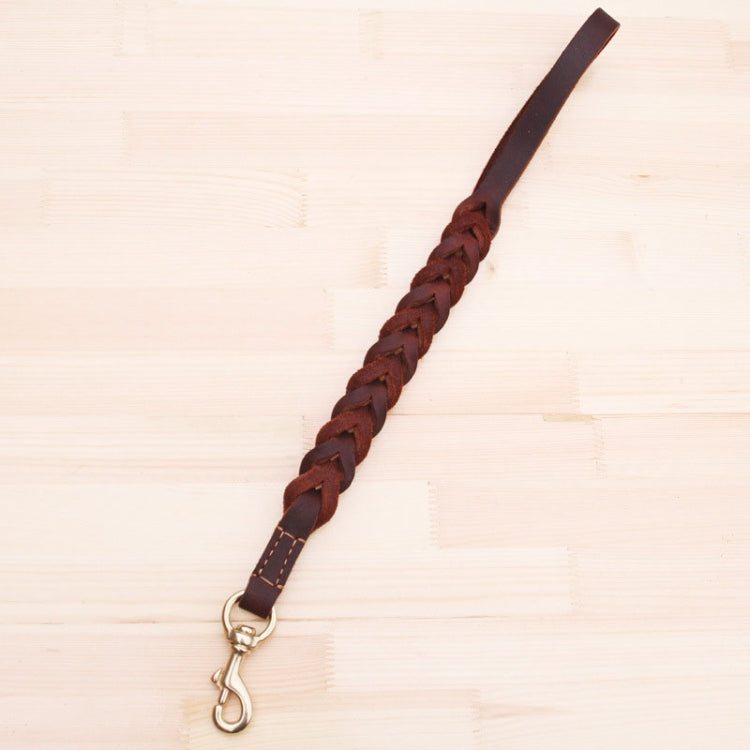 1.8x50cm Leather Pet Leash Short Pull Rope Dog Chain - Coffee