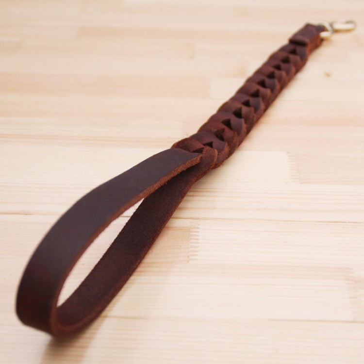 1.8x50cm Leather Pet Leash Short Pull Rope Dog Chain - Coffee