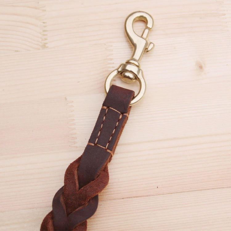 1.8x50cm Leather Pet Leash Short Pull Rope Dog Chain - Coffee