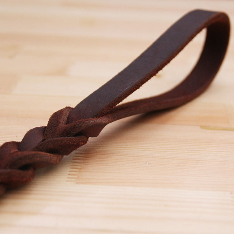 1.8x50cm Leather Pet Leash Short Pull Rope Dog Chain - Coffee