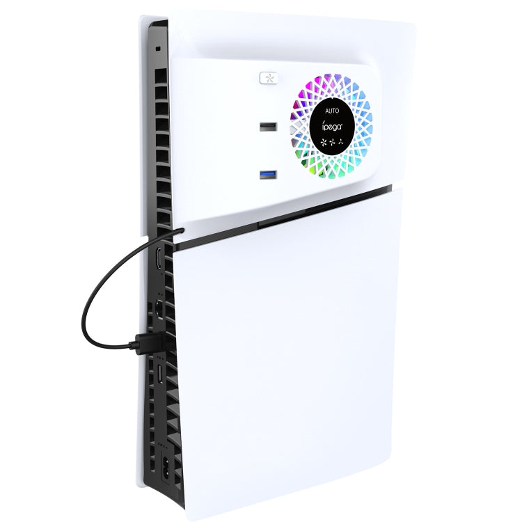 For PS5 Slim ipega PG-P5S019 Temperature Control Cooling Fan Face Cover Cooler + USB HUB with RGB Lights
