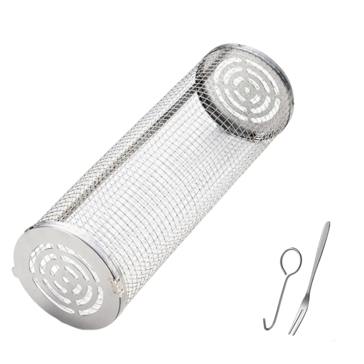 Upgrade Flip-Top Lid BBQ Cage Stainless Steel Rolling Grilling Basket, Spec: Small