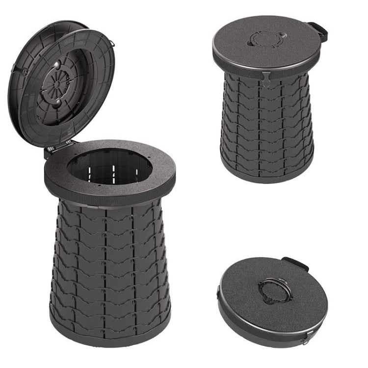 Car Outdoor Multifunctional Retractable Thickened Folding Stool Portable Toilet - Black