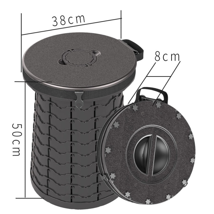 Car Outdoor Multifunctional Retractable Thickened Folding Stool Portable Toilet - Black