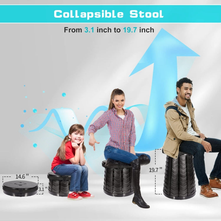 Car Outdoor Multifunctional Retractable Thickened Folding Stool Portable Toilet - Black