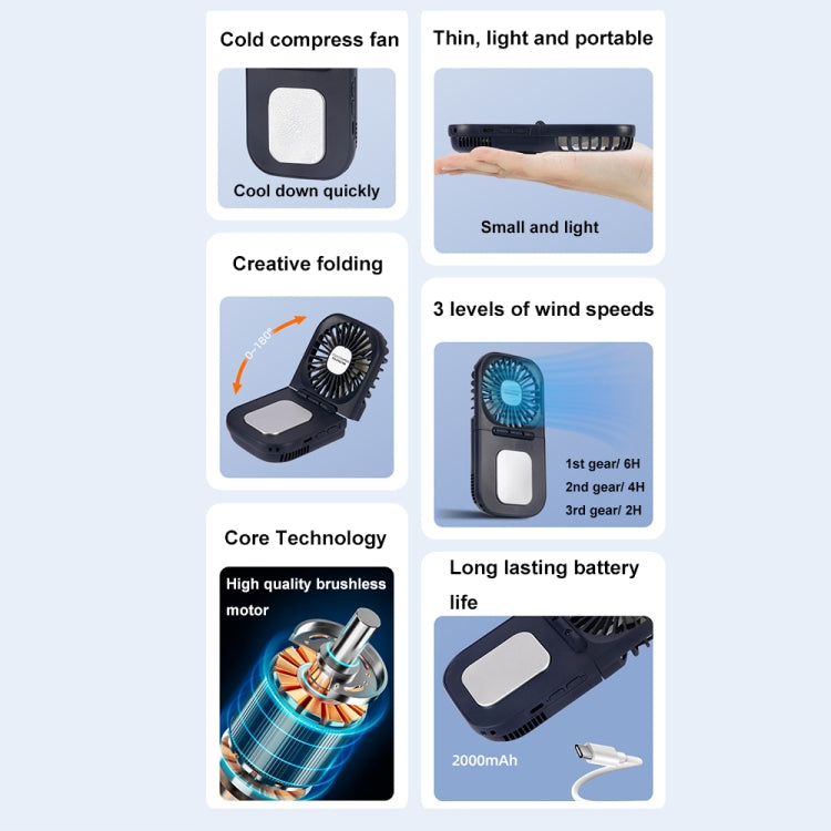 USB Charging Folding Outdoor Handheld Mini Cold Compress Fan Desktop Cooling Fan