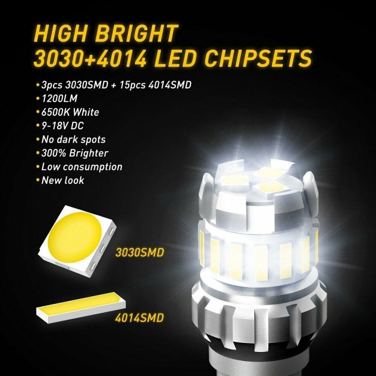 2pcs T10 3030+4014 18LED Constant Current Decoder Indicator Light Reversing Light - White
