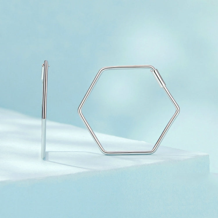 S925 Sterling Silver Zircon Hexagonal Earrings - SCE1710