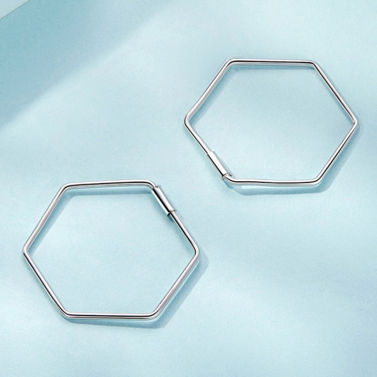 S925 Sterling Silver Zircon Hexagonal Earrings - SCE1710