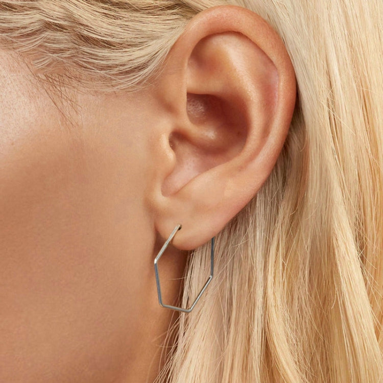 S925 Sterling Silver Zircon Hexagonal Earrings - SCE1710