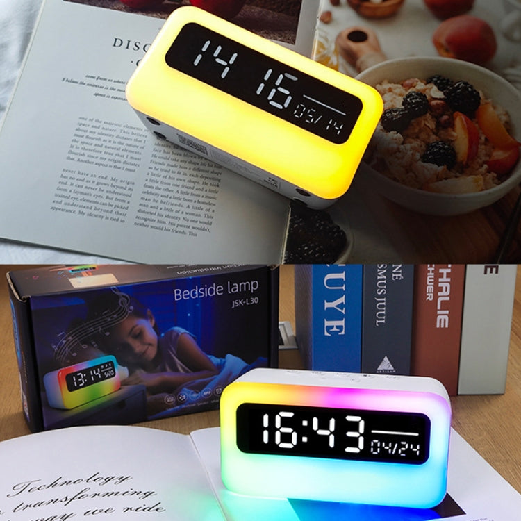 JSK-L30 Bluetooth Speaker Atmosphere Alarm Clock Regularly Wake Up APP Smart Home Charging Night Light - White