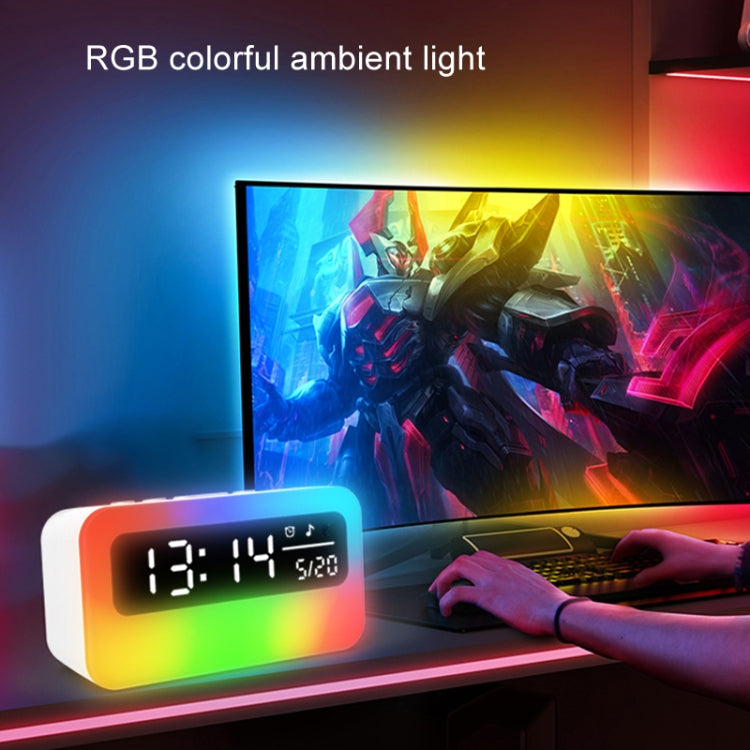 JSK-L30 Bluetooth Speaker Atmosphere Alarm Clock Regularly Wake Up APP Smart Home Charging Night Light - White