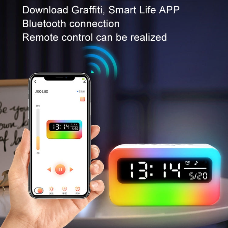 JSK-L30 Bluetooth Speaker Atmosphere Alarm Clock Regularly Wake Up APP Smart Home Charging Night Light - White