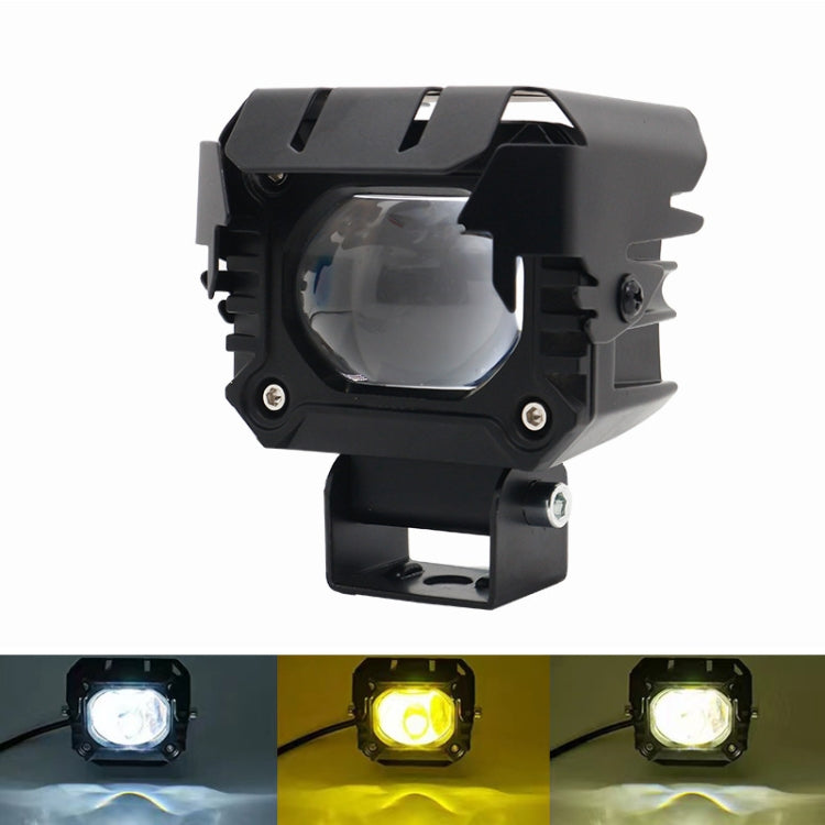 Motorcycle Strong Light With Lens Spotlight Electrical Bike Conversion Spotlight Paving Light - White And Yellow Dual Light