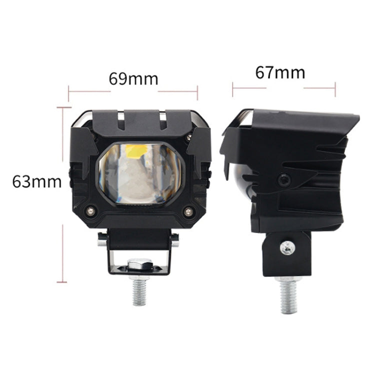 Motorcycle Strong Light With Lens Spotlight Electrical Bike Conversion Spotlight Paving Light - White And Yellow Dual Light