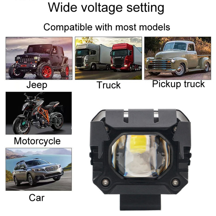 Motorcycle Strong Light With Lens Spotlight Electrical Bike Conversion Spotlight Paving Light - White And Yellow Dual Light