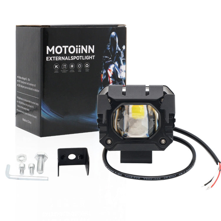 Motorcycle Strong Light With Lens Spotlight Electrical Bike Conversion Spotlight Paving Light - White And Yellow Dual Light