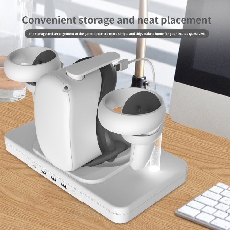 For Meta Quest 2 Desktop Bracket VR Glasses Wireless Charger Colorful Light Emitting Base - White