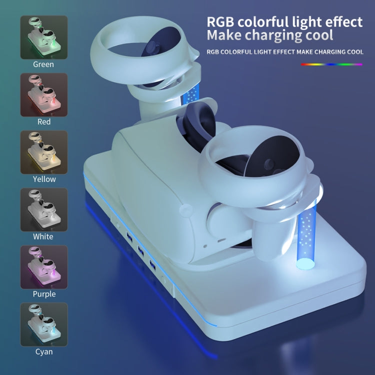 For Meta Quest 2 Desktop Bracket VR Glasses Wireless Charger Colorful Light Emitting Base - White