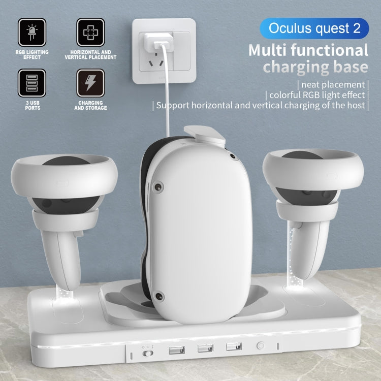 For Meta Quest 2 Desktop Bracket VR Glasses Wireless Charger Colorful Light Emitting Base - White