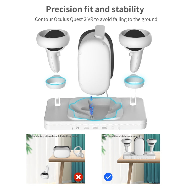 For Meta Quest 2 Desktop Bracket VR Glasses Wireless Charger Colorful Light Emitting Base - White