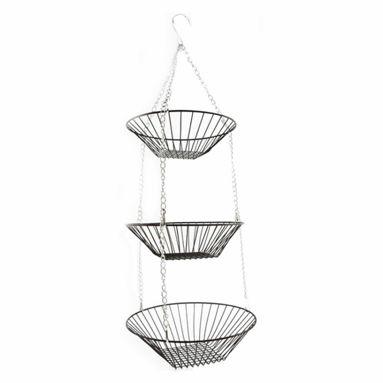 3-tier Hanging Fruit Basket Wrought Iron Fruit Vegetable Storage Organizer