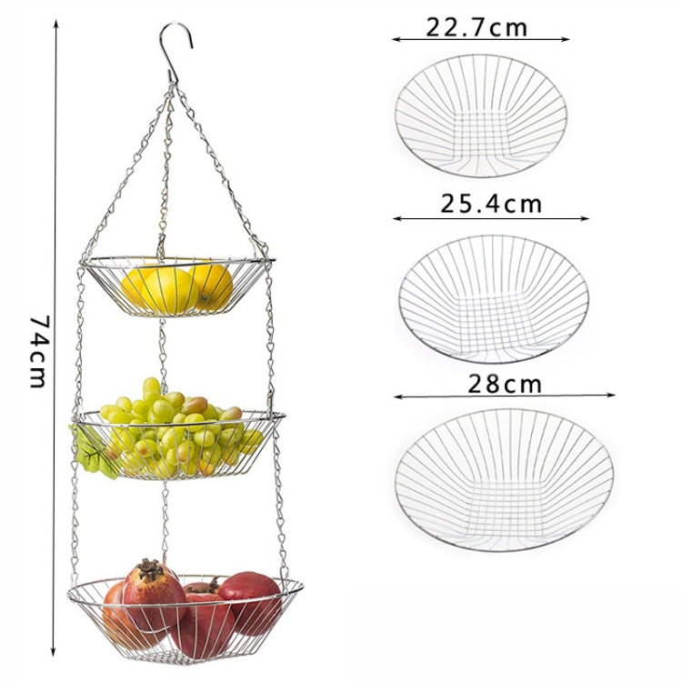 3-tier Hanging Fruit Basket Wrought Iron Fruit Vegetable Storage Organizer
